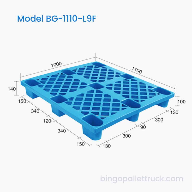 Soğuk Zincir ve Lojistik Operasyonları için 1100x1000mm Tek Taraflı 9 Ayaklı Plastik Palet