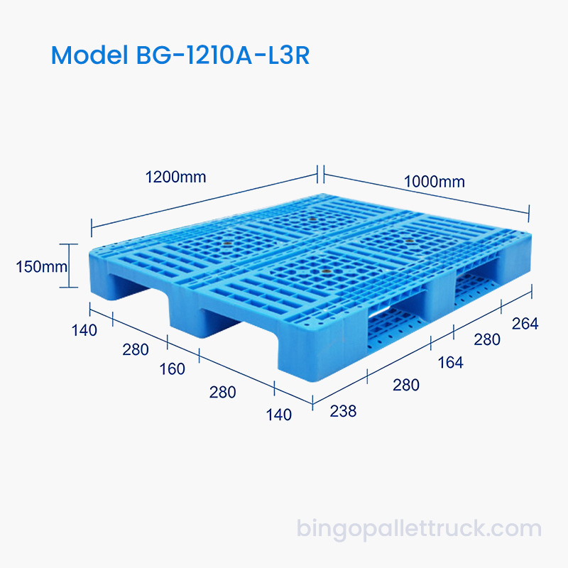 Depo için 1200x1000mm Hafif 3 Yolluk Plastik Palet