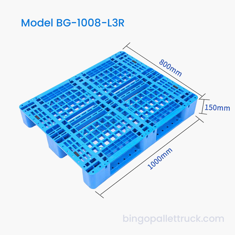 Depo Rafları için 1000 × 800mm 3 Yollu HDPE Plastik Palet