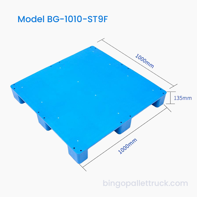 1000x1000mm Düz Üstü 9 Ayaklı HDPE Plastik Palet