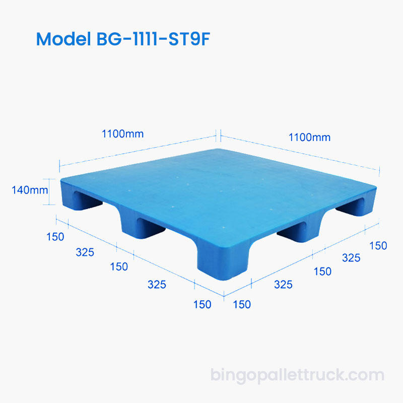 Depo için Endüstriyel 1100x1100mm Katı Üst 9 Ayaklı Plastik Palet