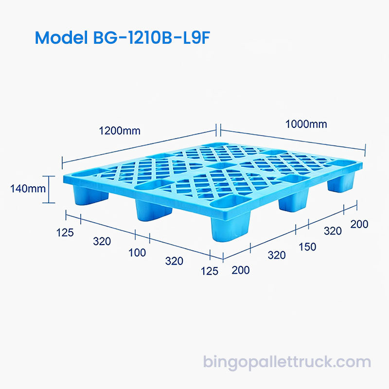 Perakende Depolama için 1200x1000mm Hafif 9 Feet Plastik Palet